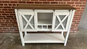 lot 8009 image: Farmhouse Style Wood Top Sideboard Cabinet