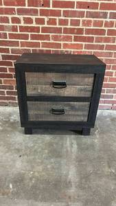 lot 8010 image: Dark Wood Two Drawer Nightstand