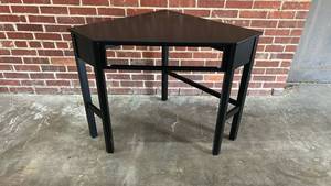 lot 8018 image: Black Wood Corner Desk with Storage Drawer