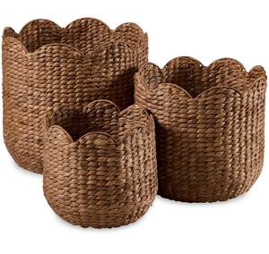 lot 103 image: Scalloped 3PC Water Hyacinth Nesting Baskets - Retail $110