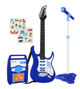 lot 106 image: Kids Electric Guitar Toy Play Set w 6 Songs, Microphone, Amp (Blue) - Retail $48