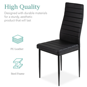 lot 114 image: 6-Piece Kitchen Dining Chair Set, Faux Leather Metal Frame Chairs �� Black - Retail $175