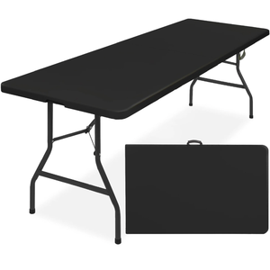 lot 118 image: Portable Folding Plastic Dining Table w Handle, Lock - 8ft (See description & photos) - Retail $130