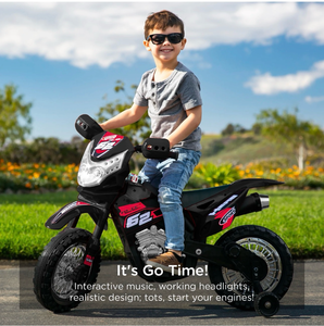 6V Kids Electric Ride-On Motorcycle Toy w/ Training Wheels, Lights, Music - Retail: $170