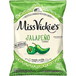 lot 6153 image: Miss Vickies Flavored Potato Chips, Jalapeno, 28 Count. BB March 2026