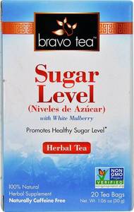 lot 6165 image: Bravo Tea Sugar Level Caffeine Free, 20 Tea Bags. BB April 2025