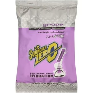 lot 6193 image: Sqwincher Sugar Free, Low Calorie, Low Sodium Electrolyte Powder Hydration Drink Mix, .11 0z Packets, Grape, 50 Sticks