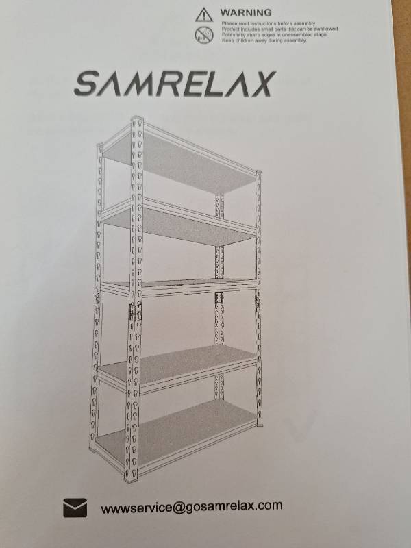 lot 1004 image: 5 Tier Garage Shelving, Approximately 32.5 Inches Wide