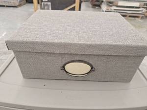 lot 7 image: Fabric-Covered Decorative Storage Box with Lid