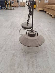 lot 8 image: Bronze Chain Pendant Light with Glass Shade