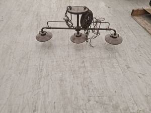 lot 9 image: Industrial 3-Light Pendant Chandelier with Glass Shades