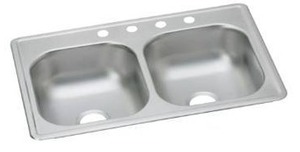 lot 12 image: Elkay 33 Drop In Double Basin Stainless Steel Kitchen Sink