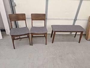 lot 27 image: 2 Dining Chairs and Small Bench