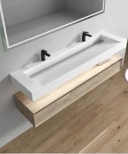 lot 53 image: BETTER VANITY Felix 1672DGW Resin Sink Basin White