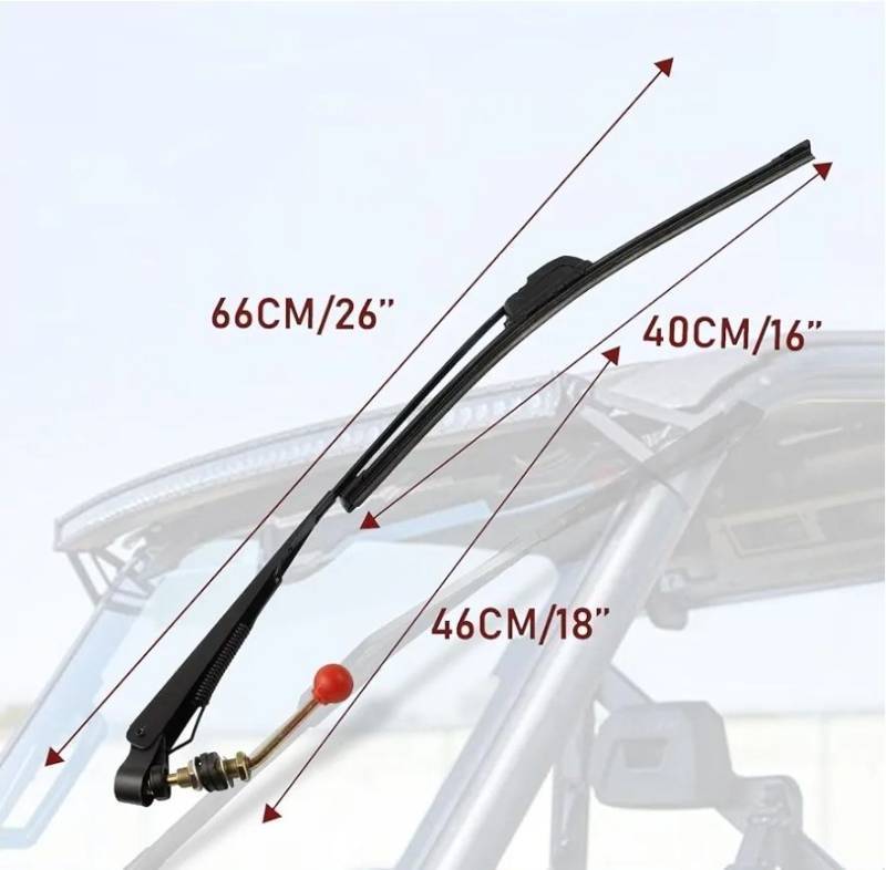 lot 46162 image: 15.7 UTV Manual Windshield Wiper,Wiping Away Rain or Snow,for Can Am,Polaris Ranger,RZR,Hisun,CFMOTO,Axis,Massimo Hand Operated Wiper Blades Assembly Accessories - Retail $13