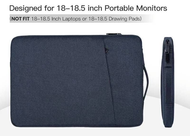 lot 46293 image: Portable Monitor Case 18.5 Inch,18 Inch Storage Sleeve Bag Compatible with Most Large 18.5 Inch Portable Monitor Carrying Pouch Bag with Pocket,Navy Blue(17.5x11.8 Inch) - Retail $20