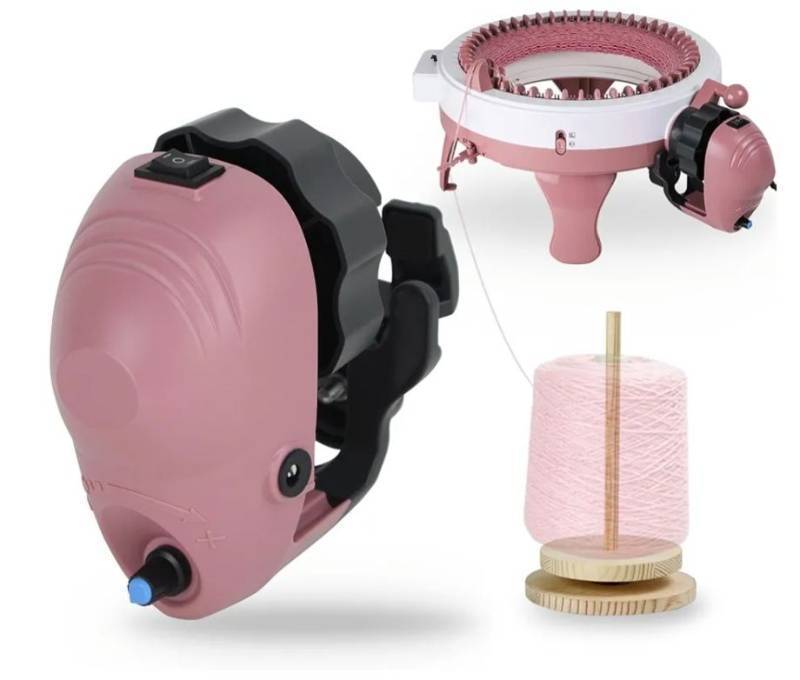 lot 46364 image: Knitting Machine Adapter with Yarn Holder, Electric Knitting Machines Adapter for Sentro Knitting Machine 40 & 48 Needle, Speed Control & Reverse Knitting - Retail $37