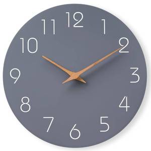 lot 46405 image: Wall Clock 8 Inch Gray Battery Operated Silent Non Ticking Simple Modern Clock Decorative for Bedroom Living Room Kitchen Home Bathroom Office - Retail $10