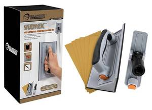 lot 46407 image: RDrywall Corner Sander - Hand Sander With 6PC Oxide Mesh Sandpaper for Corner Wall Cleaning and Polishing - Retail $30