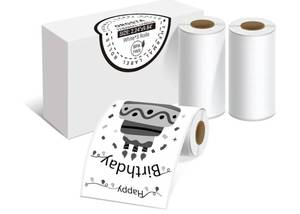 lot 46418 image: White Self-Adhesive Thermal Paper, Printable Sticker Paper for ORGSTA S002 Portable Sticker Printer, Black on White, 57mm x 3m Mini Printer Paper for Journal, Photo, Study Notes - 3 Rolls - Retail $15