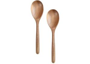 lot 46421 image: Kitchen Wooden Cooking Spoon, Solid Acacia Wood Serving Spoons for Mixing Stirring, Nonstick Kitchen Utensils Tableware Ladle Scoop for Soup Stews Salad Pasta Sauce Chili (2 Pieces) - Retail $23