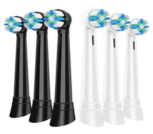 lot 46425 image: 6 Pack IO Replacement Heads Compatible with Oral B iO 2 3 4 5 6 7 8 9 10 Deep Clean Series Electric Toothbrush, Toothbrush Heads Compatible with Oral B iO for Cleans Your Teeth (BlackWhite) - Retail $22