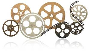 lot 46431 image: Metal Movie Reel Wall Art Abstract Antique Movie Theater Decor Contemporary Decorative Wall Art Film Reel for Home Studio Decor(Colorful) - Retail $15