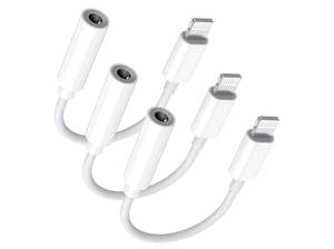 lot 46443 image: Lightning to 3.5 mm Headphone Jack Adapter, Apple MFi Certified 3 Pack iPhone 3.5mm HeadphonesEarphones Aux Audio Dongle Adapter Compatible for 14 13 12 11 XS XR X 8 7, Support All iOS - Retail $7