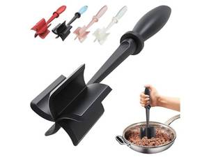 lot 46457 image: Upgrade Meat Chopper, Heat Resistant Meat Masher for Hamburger, Ground Beef Smasher, Nylon Hamburger Grinder Utensil for Ground Beef, Non Stick Mix Ground Chopper, Mix and Chop Potato Masher Tool - Retail $9