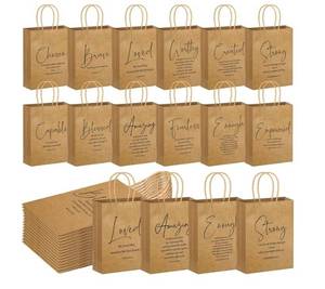 lot 46476 image: 48 Pcs Fathers Day Christian Gift Bags, Bible Verse Kraft Paper with Handles, Religious Church Favor Supplies Bulk for Men, Dad, Sunday School, Baptism, Bible Study (Modern Design) - Retail $20