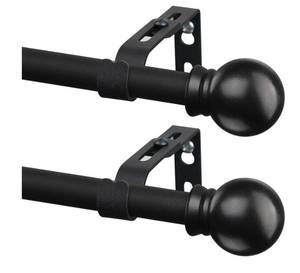 lot 46480 image: 2 Pack Black Curtain Rods for Windows 28 to 48 inch, 58 inch Small Cafe Window Curtain Rods, Short Drapery Rod for Bedroom Kitchen (Size��30-50 Inch, Matte Black) - Retail $18