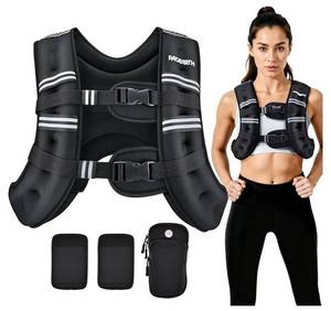 lot 46483 image: PACEARTH Weighted Vest,6lb8lb10lb12lb16lb20lb25lb30lb Weight Vest with Reflective Stripe, Body Weight Vests for Women, Men, Weight Loss Workout, Strength Training, Running, Walking, Jogging - Retail $33