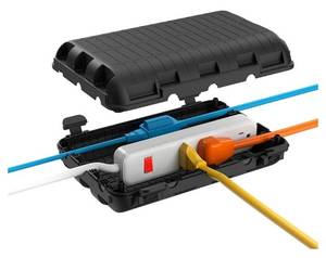 lot 46484 image: Outdoor Electrical Box(9.05x6.61x2.67inch), IP54 Waterproof Extension Cord Cover 9 Cable Entry Ports Connection Hider Box Safety Protector, Protect Plug, Holiday Light, Timer and Power Strip, Black - Retail $13