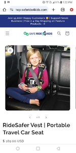 lot 46489 image: RideSafer Gen 5 - Small, Black, Lightweight, Compact, Portable Car Seat - Perfect for Travel and Everyday Child Safety - Retail $179