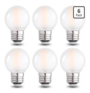 lot 46494 image: Frosted G16.5 Led Bulb, Matt Vanity Globe Light Bulbs, E26 Dimmable Globe Small Round Edison Light Bulbs, 6w 4000k Vintage LED Filament Edison Bulb - Retail $22