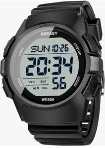 lot 46497 image: Mens Digital Sports Watch, 50M Waterproof 49mm Rubber Strap Mens Watches with Stopwatch, Countdown Timer, Alarm & Dual Time��Ideal for Sport, Gym, Running, Referee, School & Daily Wear - Retail $19