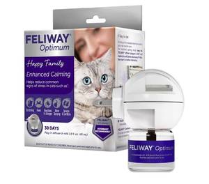 lot 46506 image: Optimum Cat Calming Diffuser Kit �� Advanced Support to Help Reduce Urine Spraying, Scratching, Fighting and Hiding due to Stress �� 30��Day All in One Cat Pheromone Plug In Diffuser - Retail $29