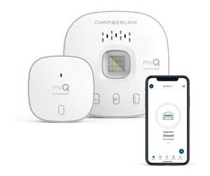 lot 46512 image: myQ Chamberlain Wireless Smart Garage Door Opener White myQ-G0401-ES - Retail $30