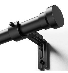 lot 46519 image: Curtain Rods 32-118 Inch, Heavy Duty 1 Inch Adjustable Curtain Rod for Windows, Black Long Window Treatment Rods, Modern Design, Easy Installation - Retail $24