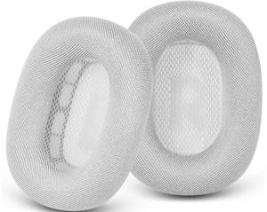 lot 46538 image: Ear Cushions Replacement Earpads for Apple AirPods Max Headphones, Mesh Fabric Ear Pads Cover with Memory Foam and Magnet for AirPods Max (Silver) - Retail $22