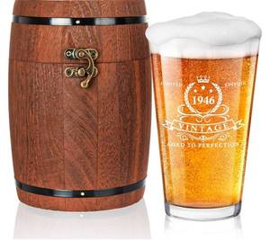 lot 46542 image: 82nd Birthday Gifts for Men 16oz,1944 Beer Glass in Barrel Box,82nd Birthday Gift Ideas,1944 Pint Glass for 82 Years Old Dad,Husband - Retail $20