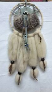lot 50 image: Native American Style Dream Catcher with Fur and Beads