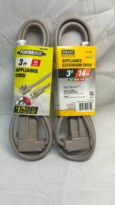 lot 61 image: 3-Foot 14 Gauge Indoor Appliance Extension Cords �� Lot of 2