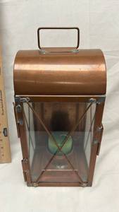 lot 81 image: Copper Candle Lantern with Glass Panels