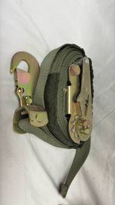 lot 92 image: Military Olive Drab Ratchet Tie-Down Strap with Snap Hook NSN 3990-01-494-3847