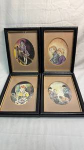 lot 140 image: Set of 4 Signed Miller 1985 Pastel Drawings��Framed Figural Scenes