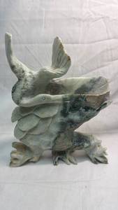 Hand-Carved Jade Stone Eagle Sculpture