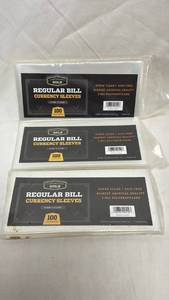 lot 176 image: Cardboard Gold Regular Bill Currency Sleeves 300 Count (3 Packs of 100)