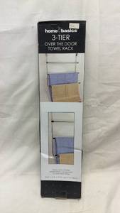 lot 187 image: Home Basics 3-Tier Over The Door Towel Rack