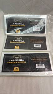 lot 247 image: Cardboard Gold Large Bill Currency Sleeves 300 Count (3 Packs of 100)